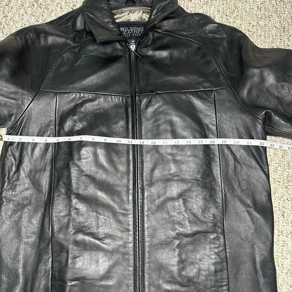 Wilsons Leather Pelle Studion Black Leather Jacket with Collared Neckline size M - Picture 12 of 12